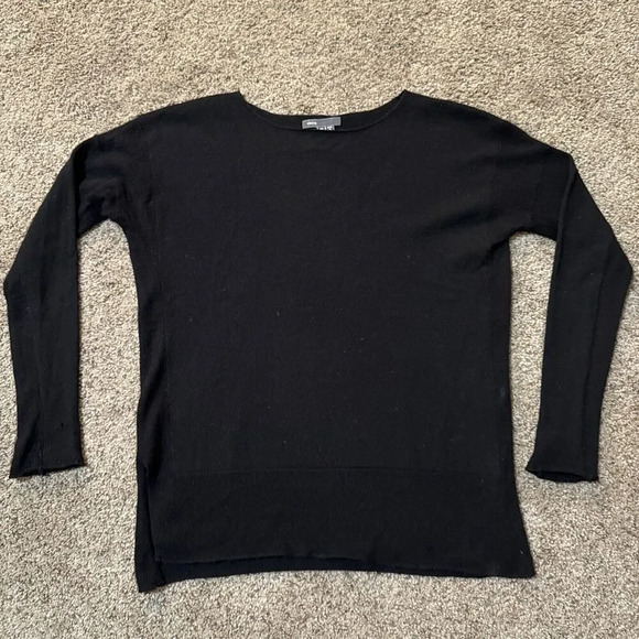 Vince Black Knit Cashmere Soft Sweater Pullover‎ Size XS Luxury Boxy Relaxed Fit - Picture 1 of 12